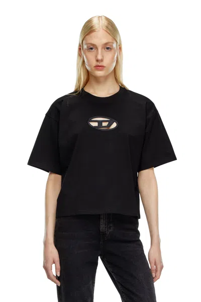 Diesel T-shirt Boxy Con Oval D Cut-out In Black