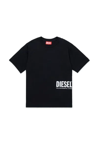 Diesel Kids' T-shirt Branded With Side Logo In Black