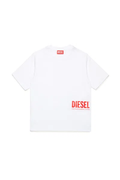 Diesel Kids' T-shirt Branded With Side Logo In White