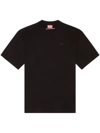 Diesel Men Black Cotton T-shirt In Brown