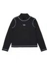 Diesel Contrast-stitching Long-sleeve Top In Black