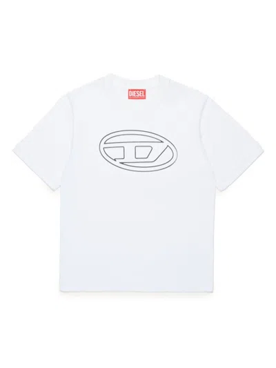 Diesel Kids' Logo-print Cotton T-shirt In White