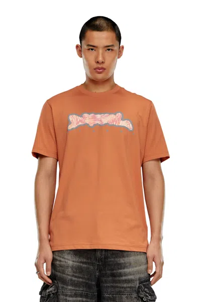 Diesel T-shirt Con Stampa Camo Zebrata In Orange
