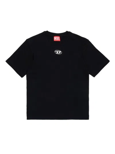 Diesel Kids' Oval D Branded T-shirt In Black