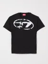 Diesel Used-effect Oval D Logo T-shirt In Black