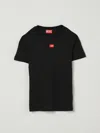 Diesel Jersey T-shirt With Red D Patch In Black