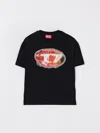 Diesel T-shirt In Misto Cotone Con Logo Glowing Oval D In Black