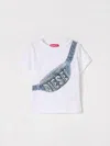 Diesel Kidst-shirt With Pouch Print In White