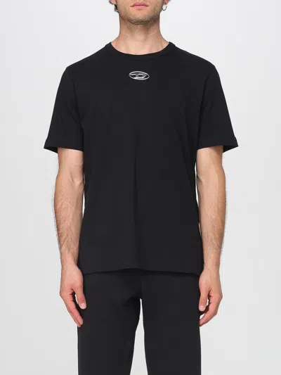 Diesel Just' Black Crewneck T-shirt With Logo Detail In Cotton