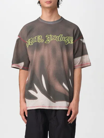 Diesel Dark Brown Graphic T-shirt In Multi