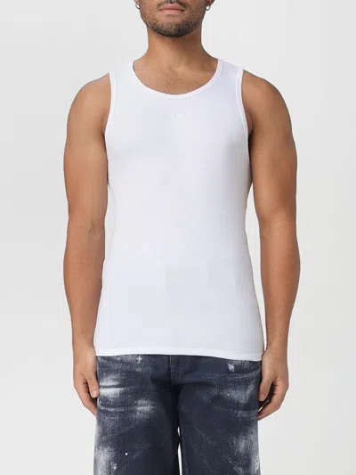 Diesel T-arm-lkds Ribbed Cotton Tank Top In White