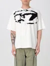 Diesel T-shirt With Distressed Flock Print In White