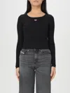 Diesel 'ballet-d' Scoop Neck Ribbed Texture Top In Black