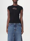 Diesel T-angie T-shirt In Stretch Cotton In Schwarz