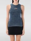 Diesel Ribbed Sleeveless Top With Distinctive Logo Detail In Blue