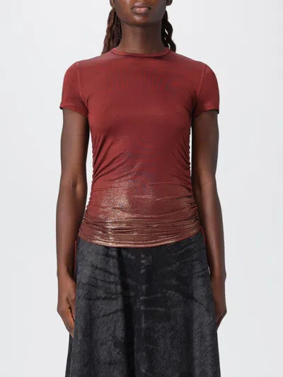 Diesel T-shirt  Woman Color Brown In Burgundy
