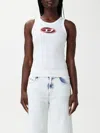 Diesel 't-lins' White Top With Contrasting Oval D Logo On The Front In Red