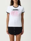 Diesel White Cotton T-shirt With Print And Contrasting Edges In White