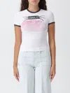 Diesel White Cotton T-shirt With Print And Contrasting Edges In White