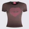 Diesel T-ele T-shirt In Washed Purple Stretch Cotton In Pink
