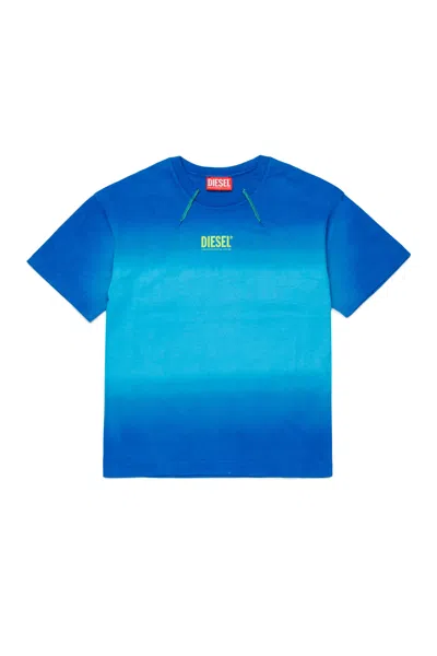 Diesel Kids' Crew-neck T-shirt With Logo In Blue