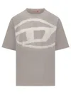 Diesel T-shirt With Bleached Oval D Logo In Gray