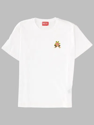 Diesel T Shirt In Cotone Con Stampa Logo In White