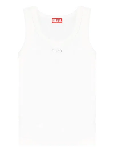 Diesel Logo Cotton Tank Top In White
