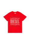 Diesel T-shirt In Jersey Con Logo In Carnation Red