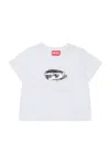 Diesel T-shirt In Jersey Con Logo In Paillettes In White