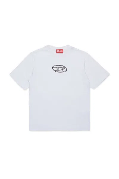 Diesel Kids' T-shirt In Jersey Con Logo Oval D Multi-layered In White