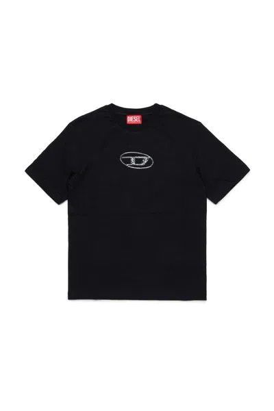 Diesel Kids' T-shirt In Jersey Con Logo Oval D Multi-layered In Black