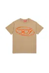 Diesel T-shirt In Jersey Con Maxi Logo Oval D Bicolor In Brown
