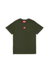 Diesel T-shirt In Jersey Con Patch D Rossa In Green