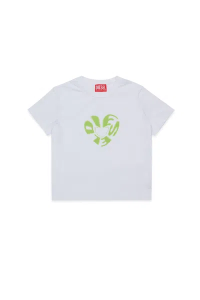 Diesel Kids' T-shirt In Jersey Stretch Con Grafica  Heart In White