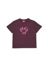 Diesel T-shirt In Jersey Stretch Con Grafica  Heart In Burgundy