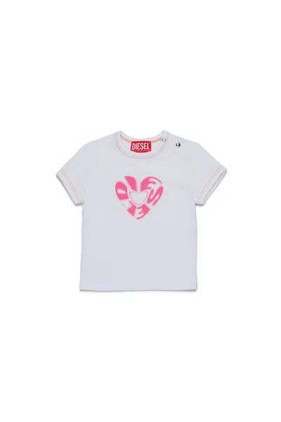 Diesel Kids' T-shirt In Jersey Stretch Con Grafica  Heart In White