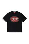 Diesel T-shirt In Misto Cotone Con Logo Glowing Oval D In Black