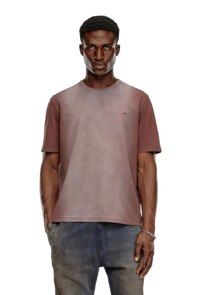 Diesel T-shirt In Sprayed Cotton Jersey In Brown