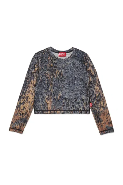 DIESEL ACID RAIN ALLOVER STRETCH FABRIC T-SHIRT