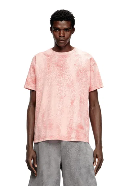 Diesel T-shirt In Waxed Jersey In Pink