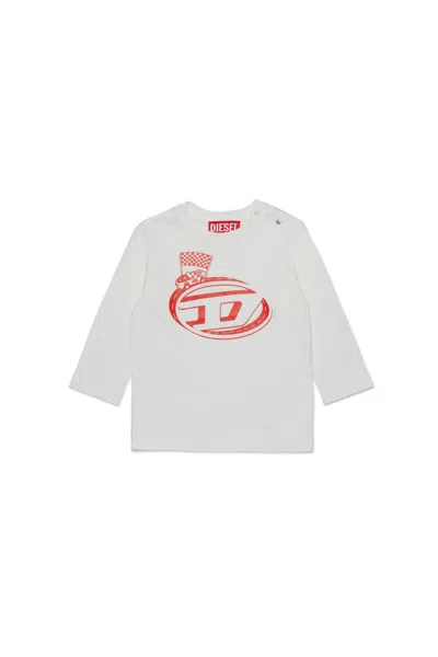 Diesel Kids' T-shirt Manica Lunga In Jersey Con Grafica  Funny Racing In White