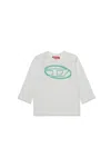 Diesel T-shirt Manica Lunga In Jersey Con Maxi Logo Oval D In White