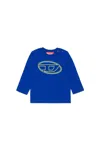 Diesel T-shirt Manica Lunga In Jersey Con Maxi Logo Oval D In Blue