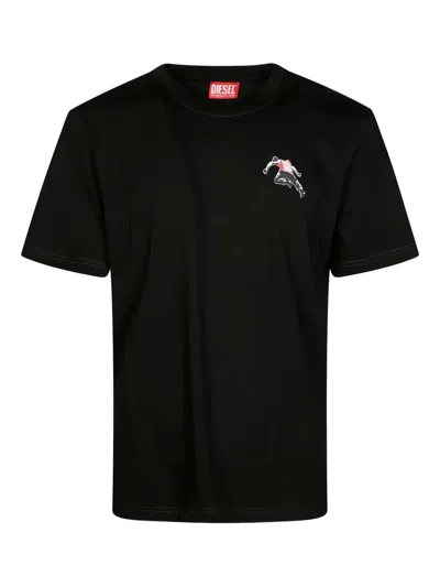 Diesel Crew Neck Short Sleeve T-shirt Design In Black