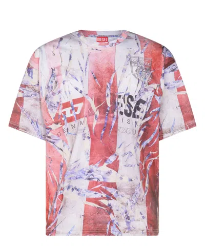 Diesel Multicolor T-shirt With Faded Logo On The Front And Back