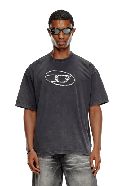 Diesel T-shirt Sfumata Con Stampa Oval D In Grigio