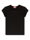 Diesel Women Black Stretch Jersey Logo T-angie-od T-shirt
