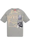 Diesel T-boxt Slits R8 Graphic Patch T Shirt In Grey