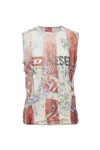 Diesel Red T-per Stripe Tank Top